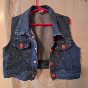 SHEIN Kids Denim Vest with Orange Accents
